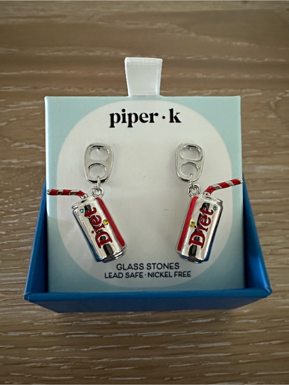 Piper Soda Can Dangle Earrings with Red and Silver Accents